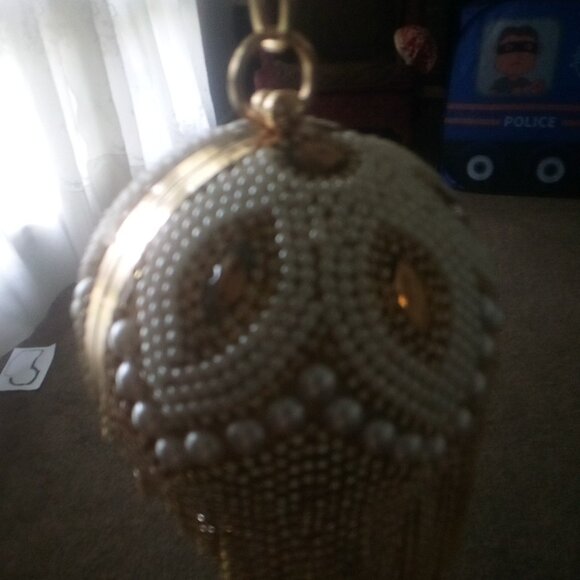 NWT Beaded Purse (White And Golden Pearls) - Picture 1 of 3